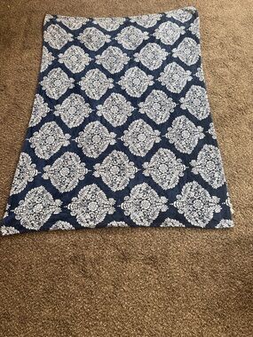 Navy Blue and White Decorative Throw Blanket